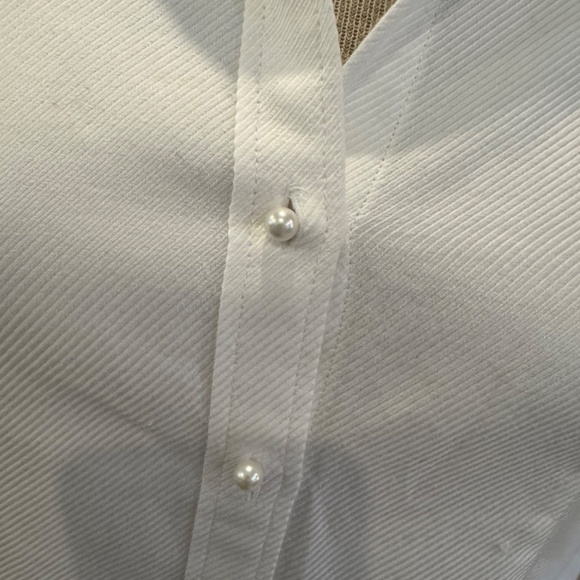 TALBOTS ANNIVERSARY COLLECTION | PIQUE COTTON | PEARL BUTTON DOWN SHIRT BLOUSE - Picture 5 of 6